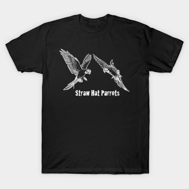 Straw Hat Parrots Luffy and Zoro Outline White T-Shirt by Straw Hat Parrots